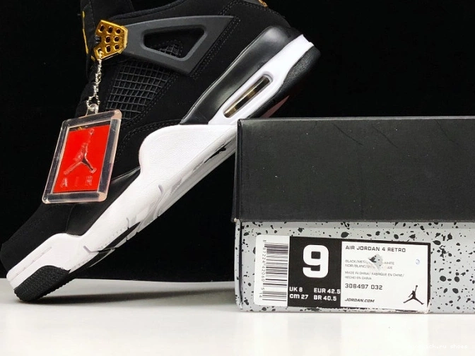 Cheap Black 308497-032 Gold-White Metallic Air Royalty Jordan 4 0710